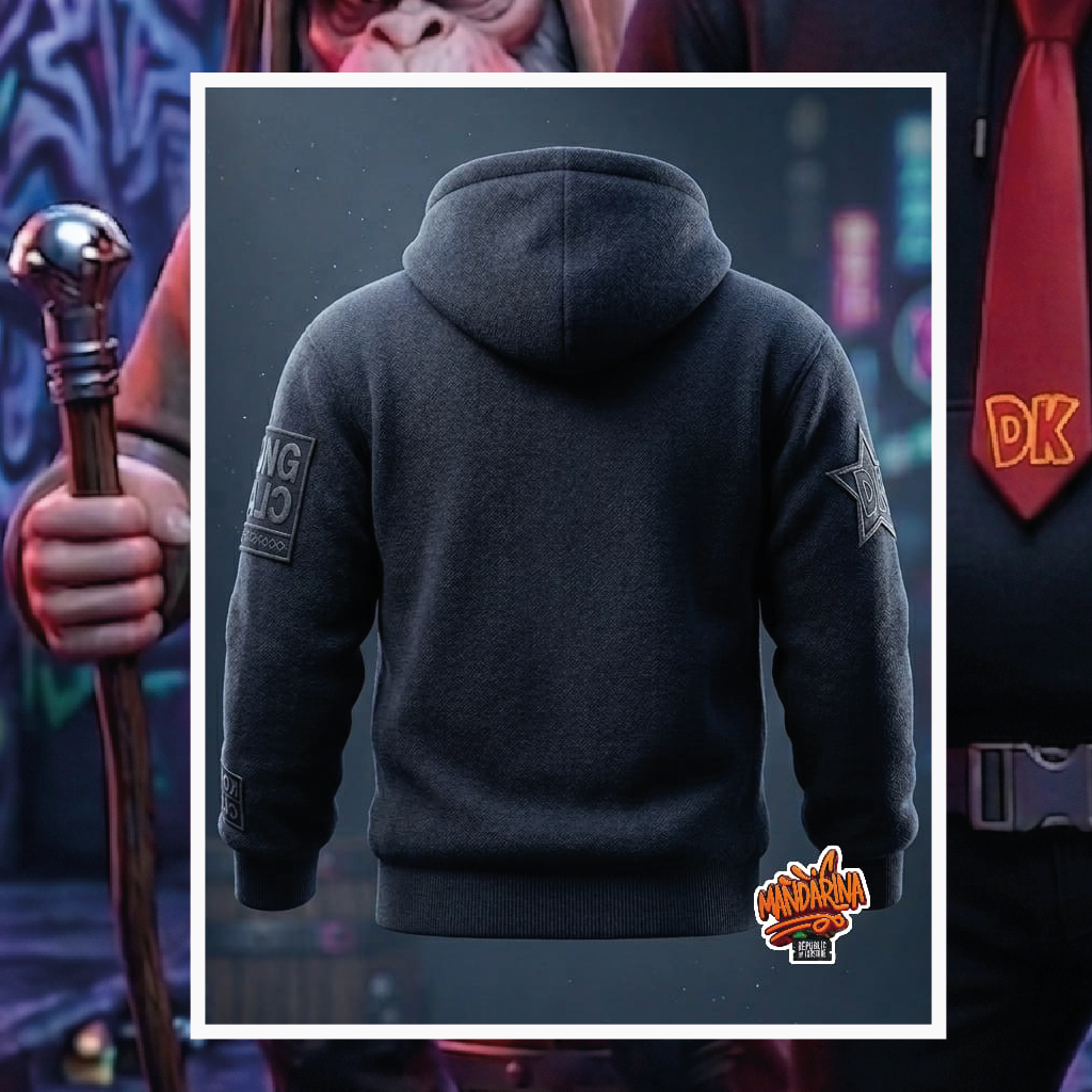 Vista trasera Hoodie Donkey Kong Ecuador - Sudadera gamer gris retro streetwear | Mandarina Republic