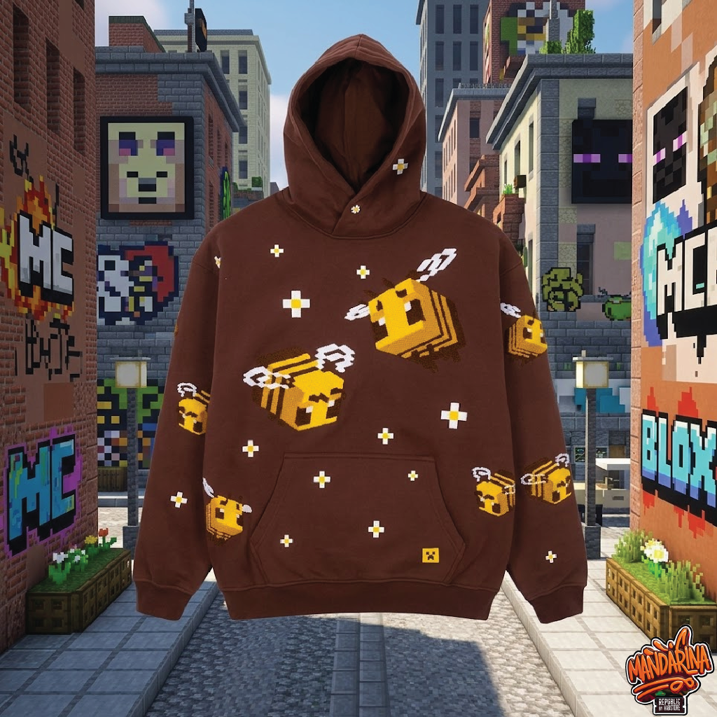 Hoodie Minecraft Ecuador con abejas - Sudadera Gamer Streetwear | Mandarina Republic