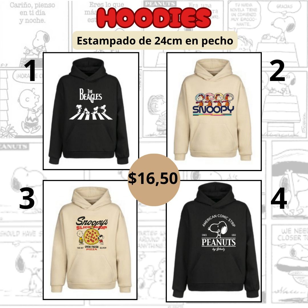 🐾 Hoodie de Snoopy - Estampado frontal