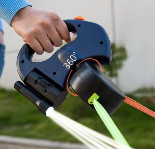 Correa retráctil doble 360° para 2 mascotas (anti enredos) Ecuador 🇪🇨🇪🇨🇪🇨